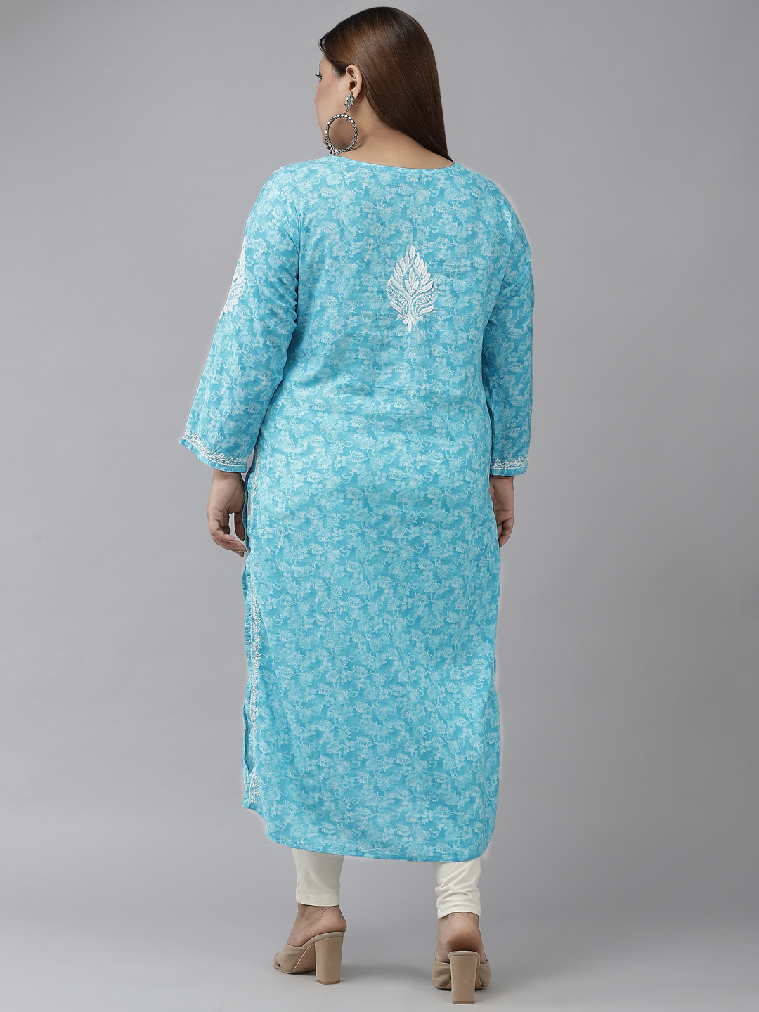 Ada Hand Embroidered Blue Cotton Lucknow Chikankari Kurta A411380