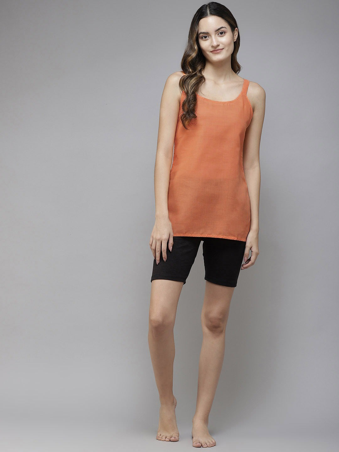Ada White & Orange Cotton Short Slips Combo of 2 A111164.