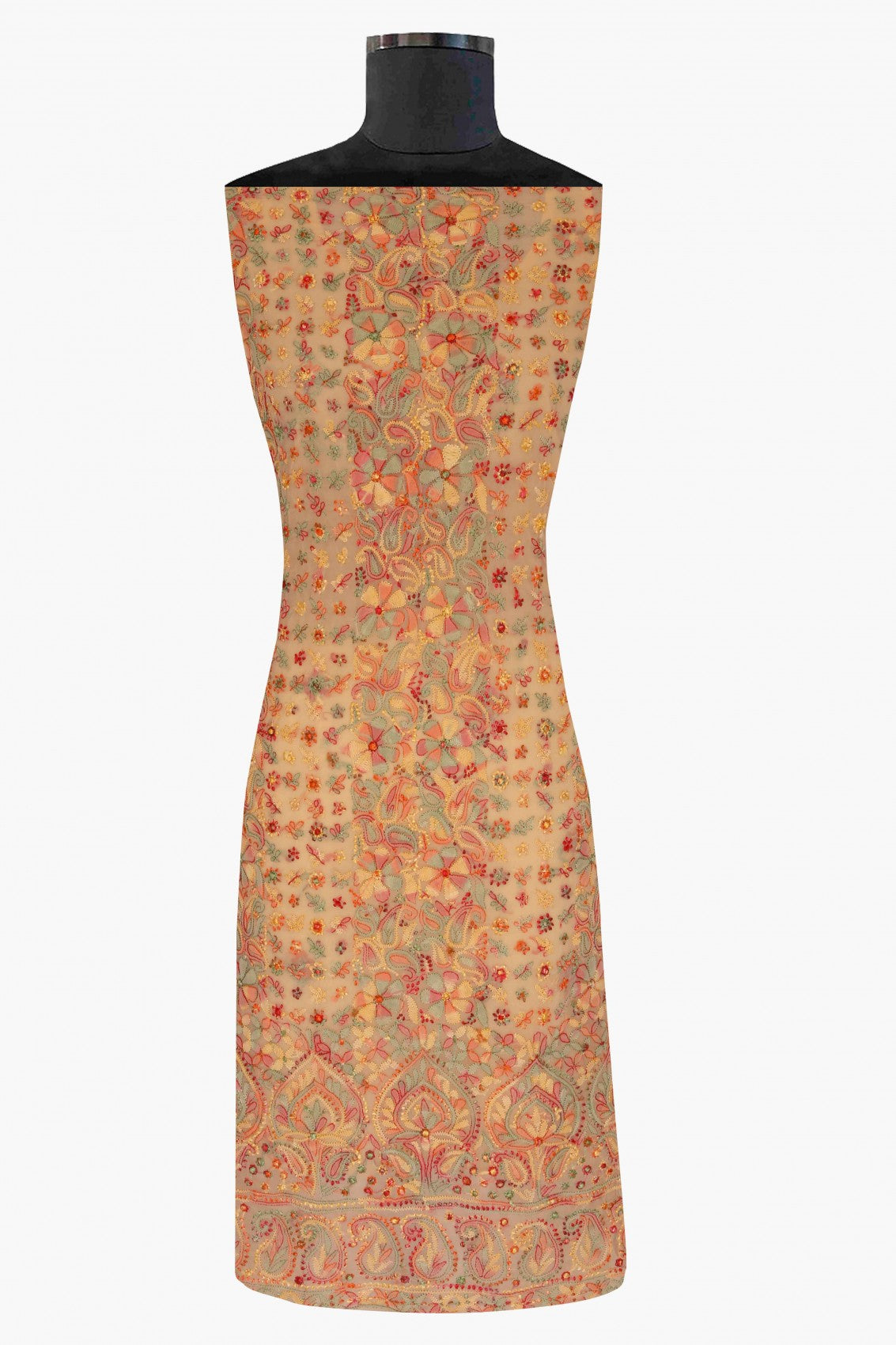 Ada Hand Embroidered Fawn Georgette Lucknowi Chikankari Unstitched Suit Piece A211178