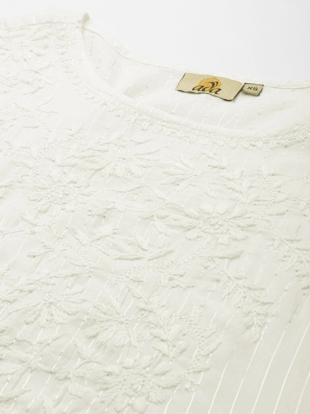 Ada Hand Embroidered Lemon Cotton Lucknow Chikan Straight Kurta A411171