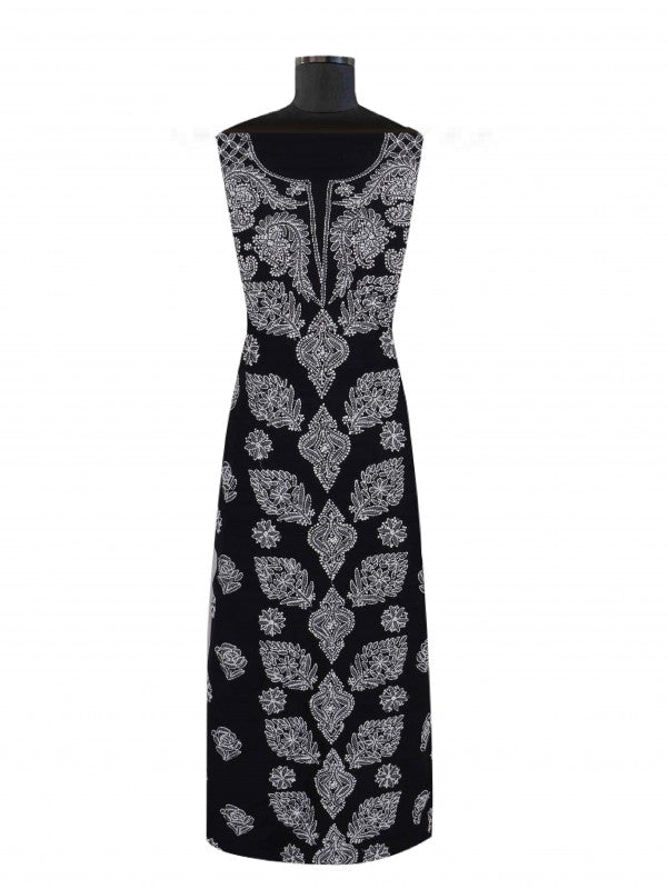 Ada Hand Embroidered Black Georgette Lucknowi Chikan Unstitched Suit Piece A211226