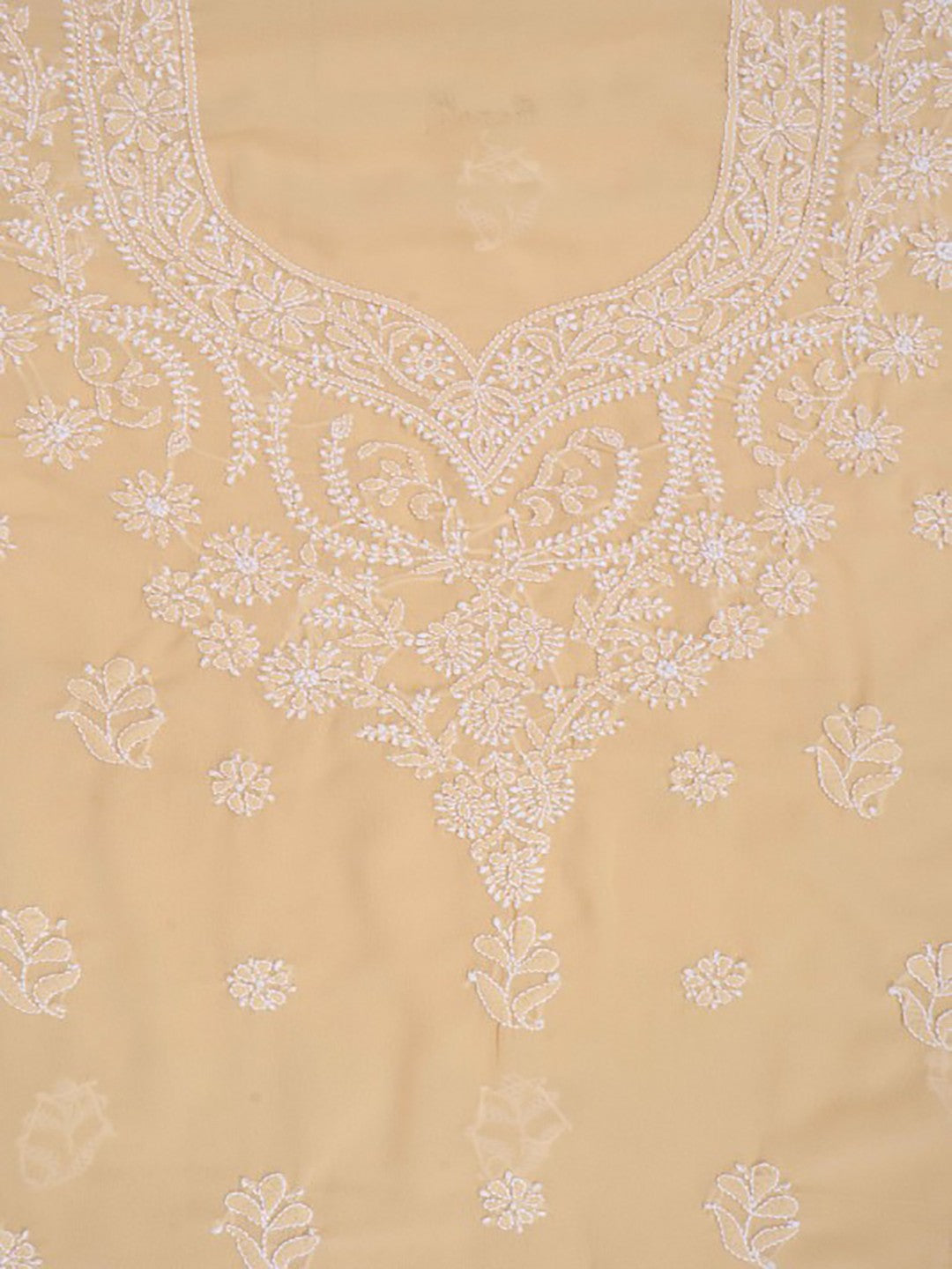 Ada Hand Embroidered Fawn Georgette Lucknowi Chikan Unstitched Suit Piece A327137