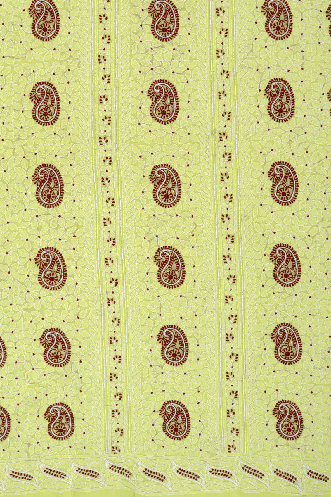 Ada Hand Embroidered Lemon Cotton Lucknowi Chikankari Unstitched Suit Piece With Pearl Work 01A148739