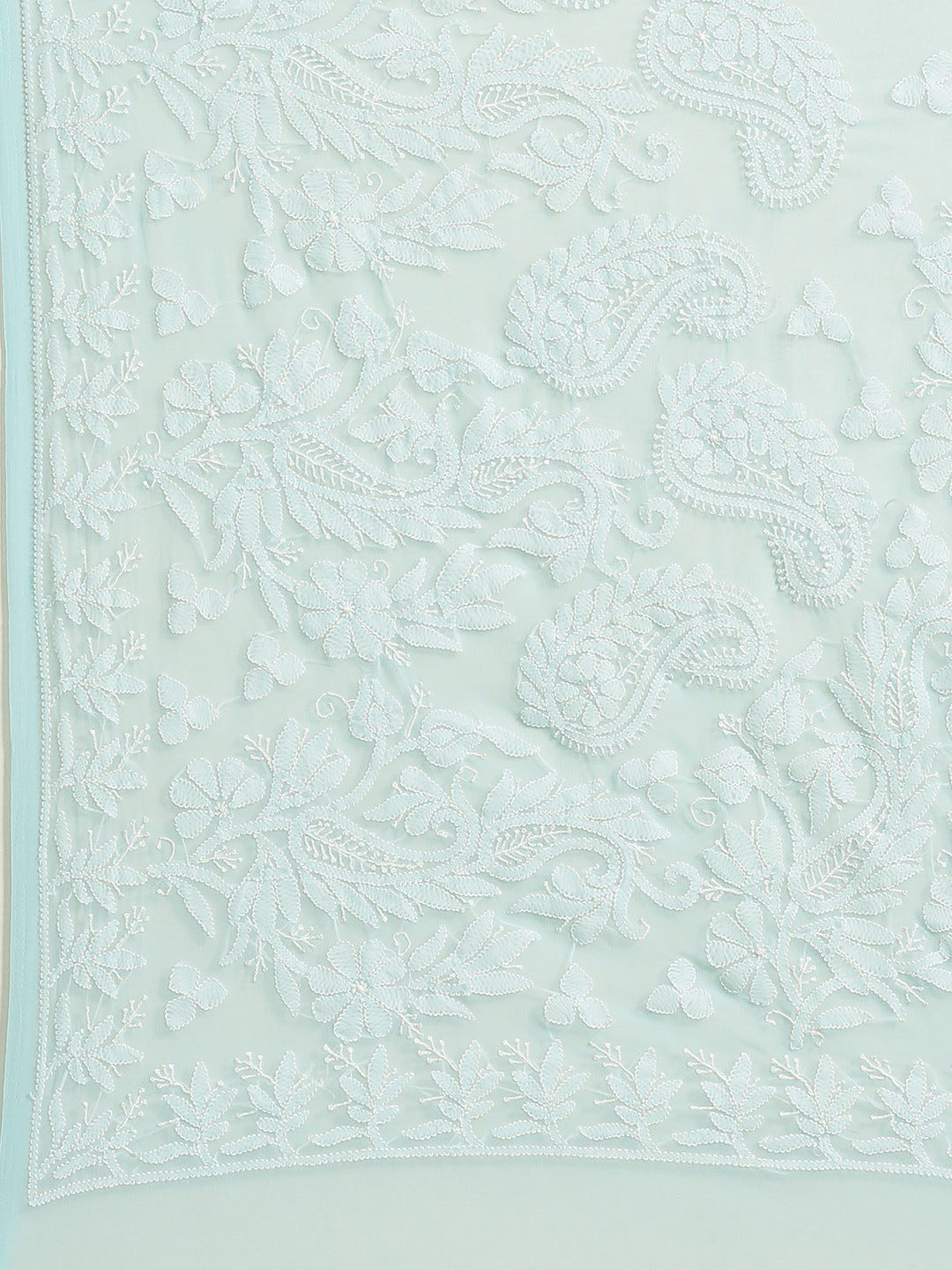 Ada Hand Embroidered Sea Green Georgette Lucknow Chikan Saree with Blous A311279