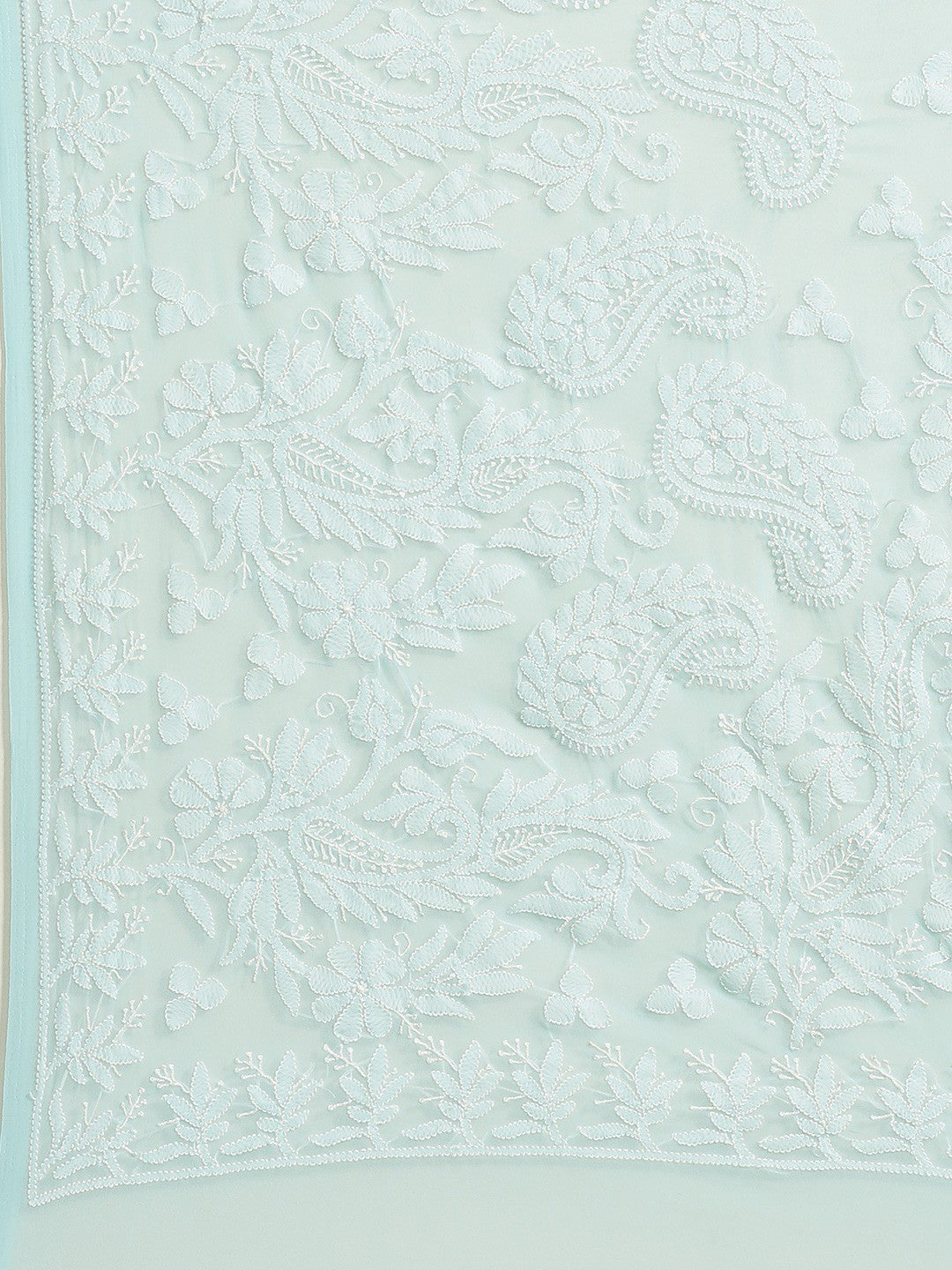 Ada Hand Embroidered Sea Green Georgette Lucknow Chikan Saree with Blous A311279
