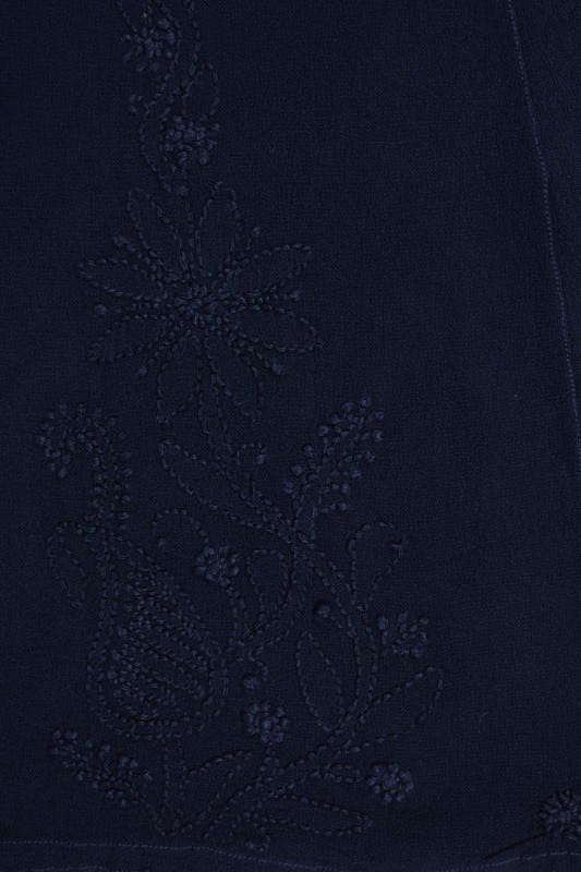 Ada Hand Embroidered Navy Blue Georgette Lucknowi Chikan Semi-Stitched Anarkali Kurta A566977