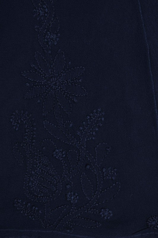 Ada Hand Embroidered Navy Blue Georgette Lucknowi Chikan Semi-Stitched Anarkali Kurta A566977