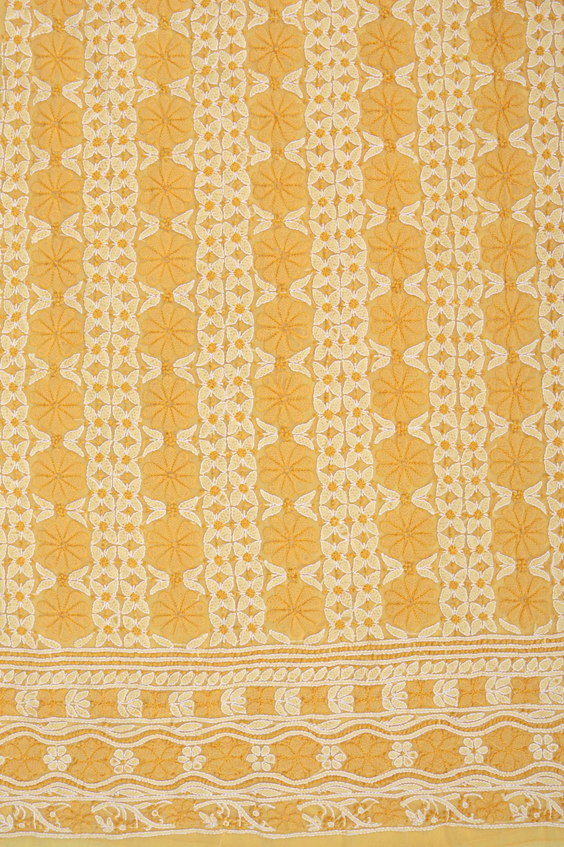 Ada Hand Embroidered Yellow Georgette Lucknowi Chikankari Unstitched Suit Piece 01A151216