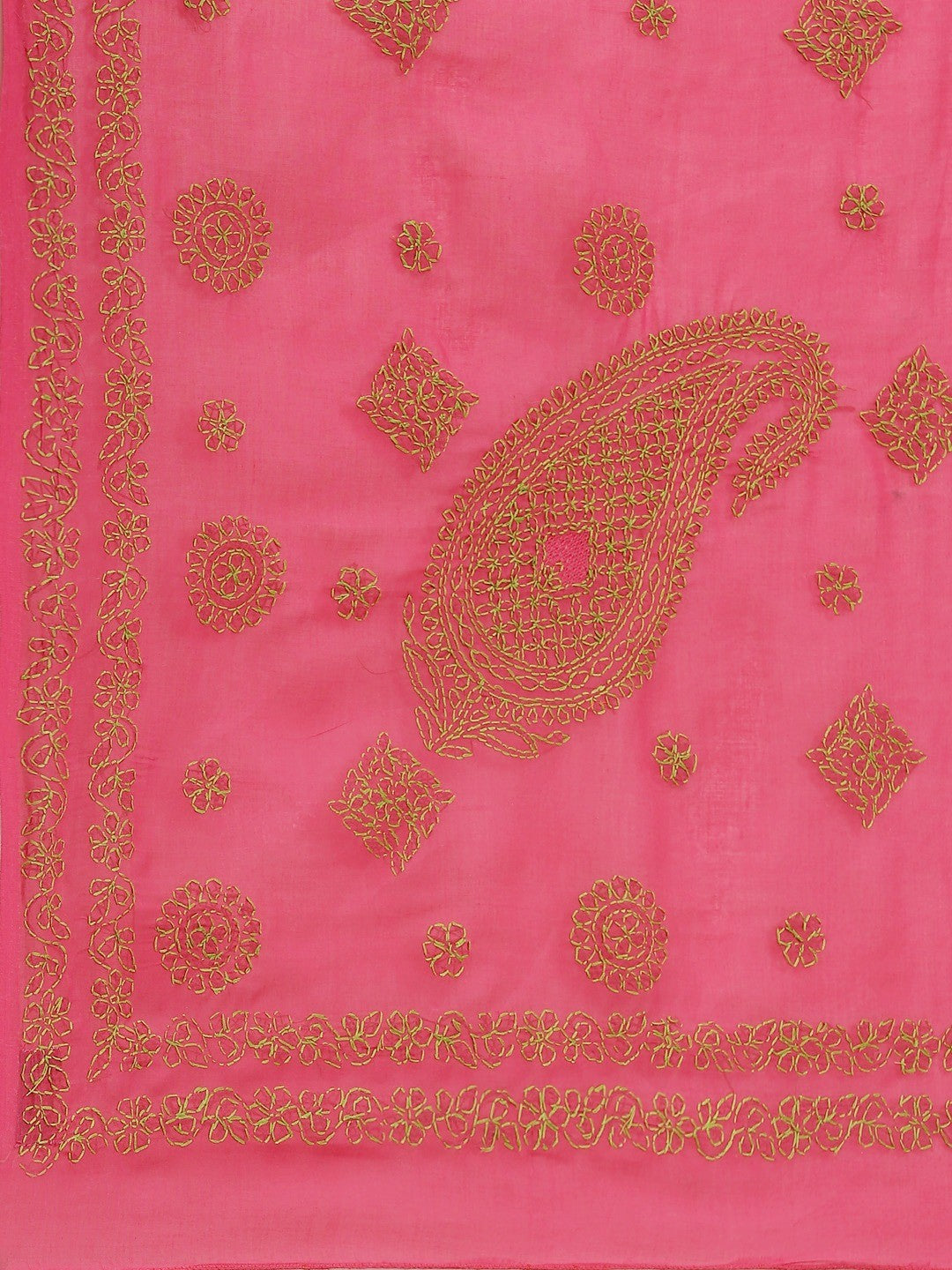 Ada Hand Embroidered Magenta Cotton Lucknow Chikan Saree With Blouse A311168