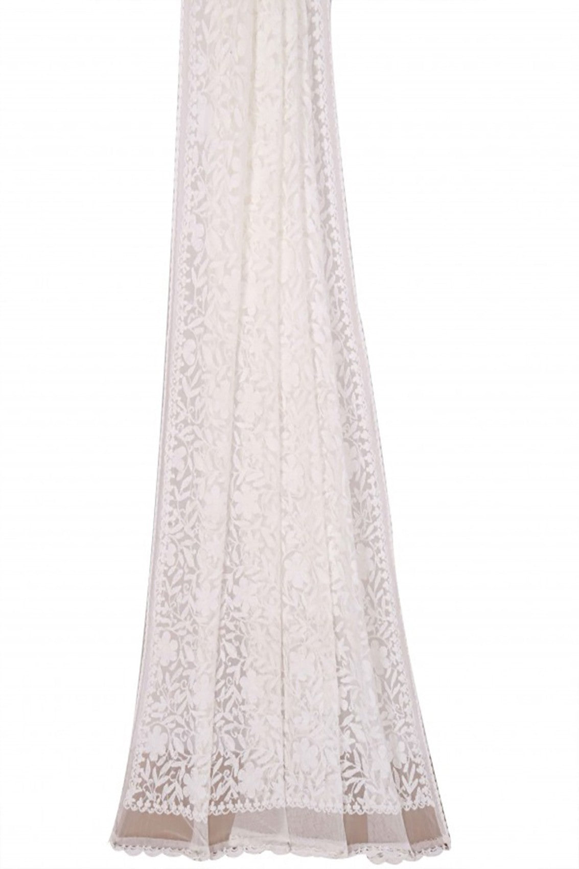 Ada Hand Embroidered White Net Lucknowi Chikankari Dupatta A567877