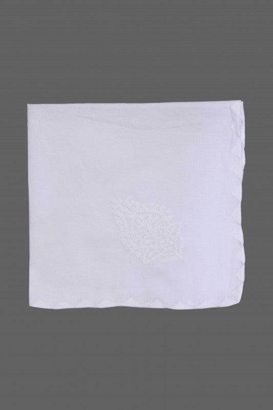 Ada Hand Embroidered White Cotton Lucknowi Chikankari Dining Table Cover Set-A96922