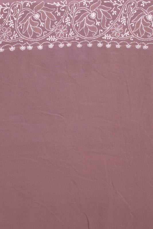 Ada Hand Embroidered Mauve Pure Georgette Lucknowi Chikankari Saree With Blouse -A601976