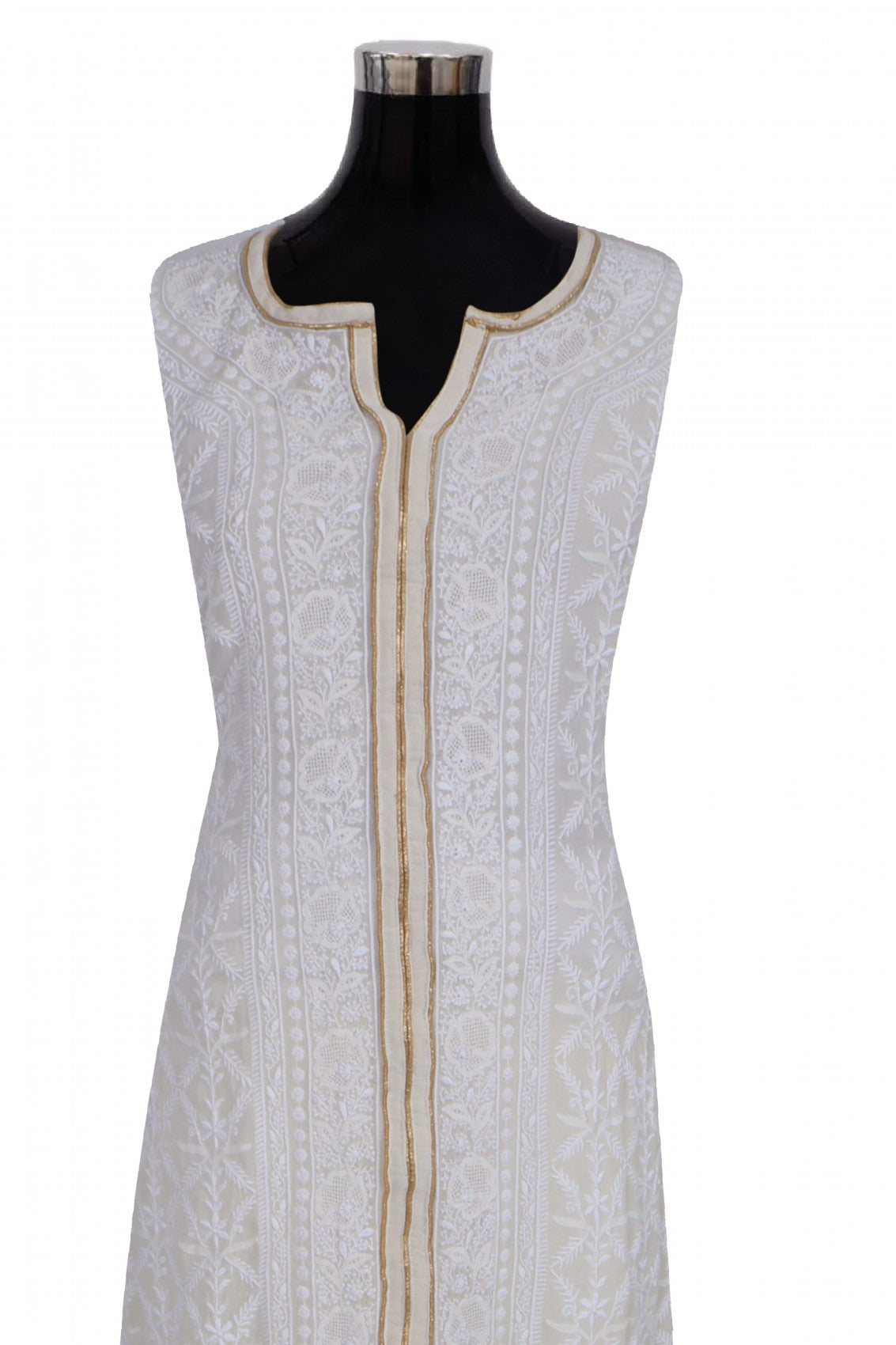 Ada Hand Embroidered Off White Pure Georgette Lucknowi Chikankari Semi-Stitched Suit Set A350967