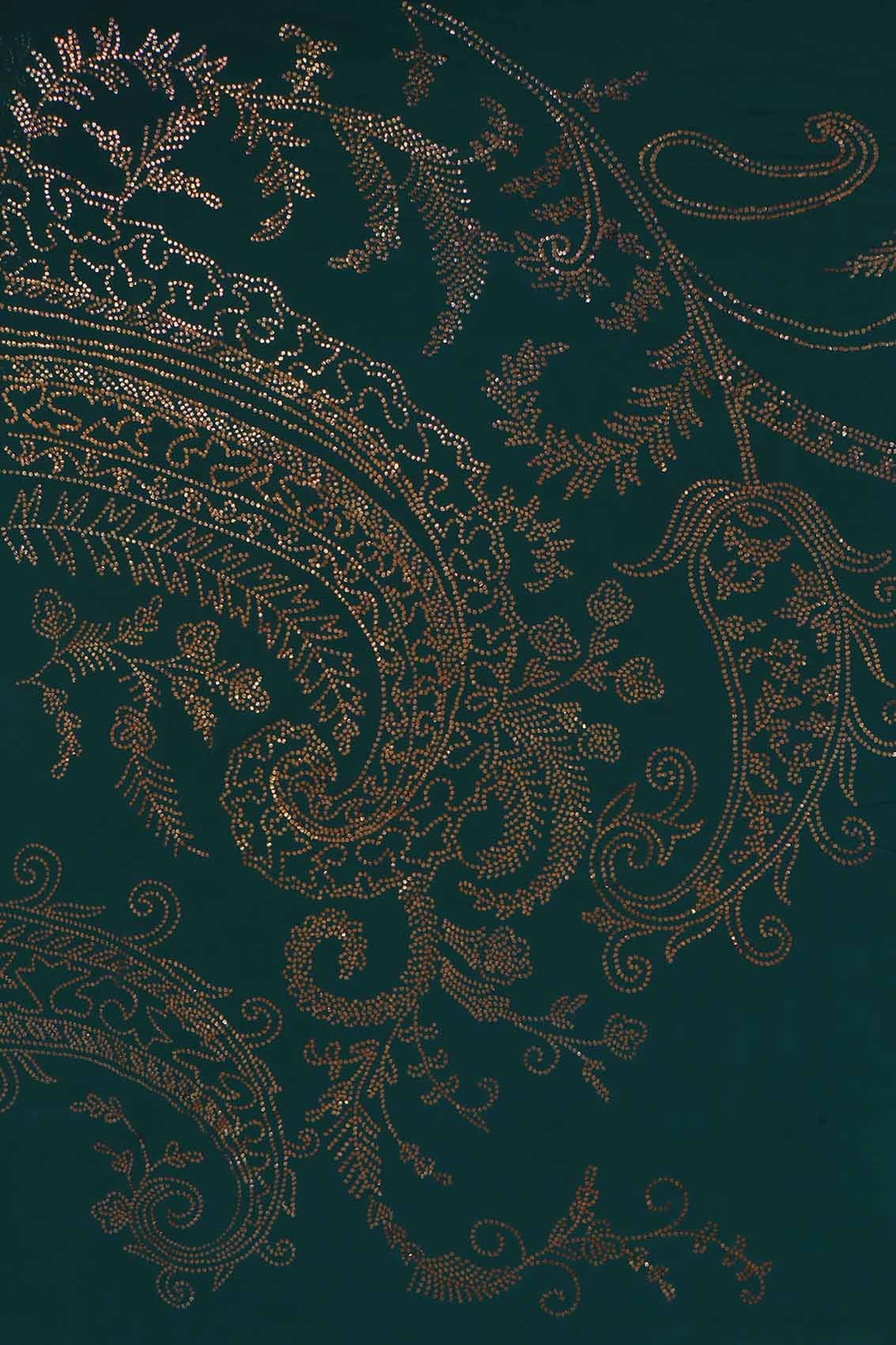Ada Hand Embroidered Dark Green Pure Georgette Lucknowi Chikankari Saree/Blouse With Muqaish Work A456850