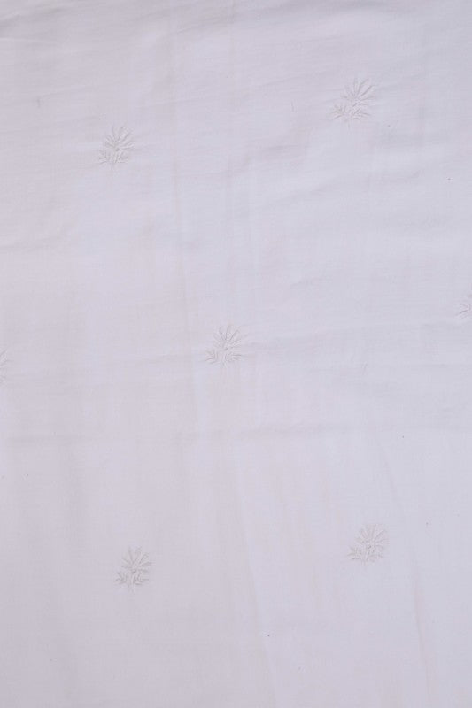 Ada Hand Embroidered White Cotton Chikan Unstitched Men's Kurta Piece-A597735