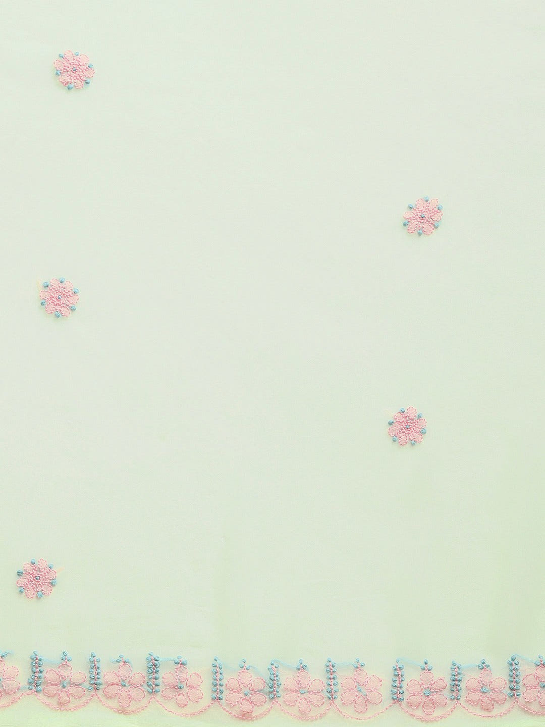 Ada Hand Embroidered Lemon Georgette Lucknow Chikan Saree With Blouse-A100062