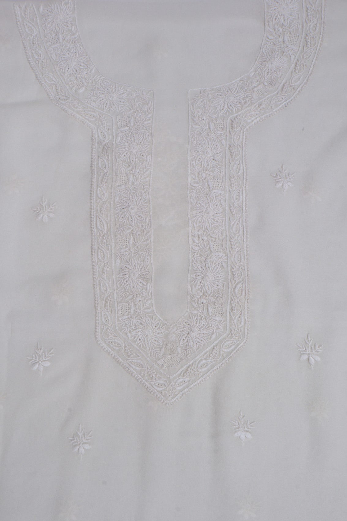 Ada Hand Embroidered White Pure Georgette Lucknowi Chikankari Unstitched Men's Kurta Piece A214568