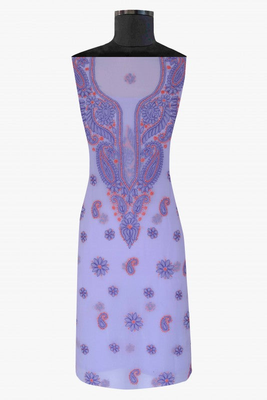 Ada Hand Embroidered Mauve Georgette Lucknowi Chikan Unstitched Suit Piece A211193