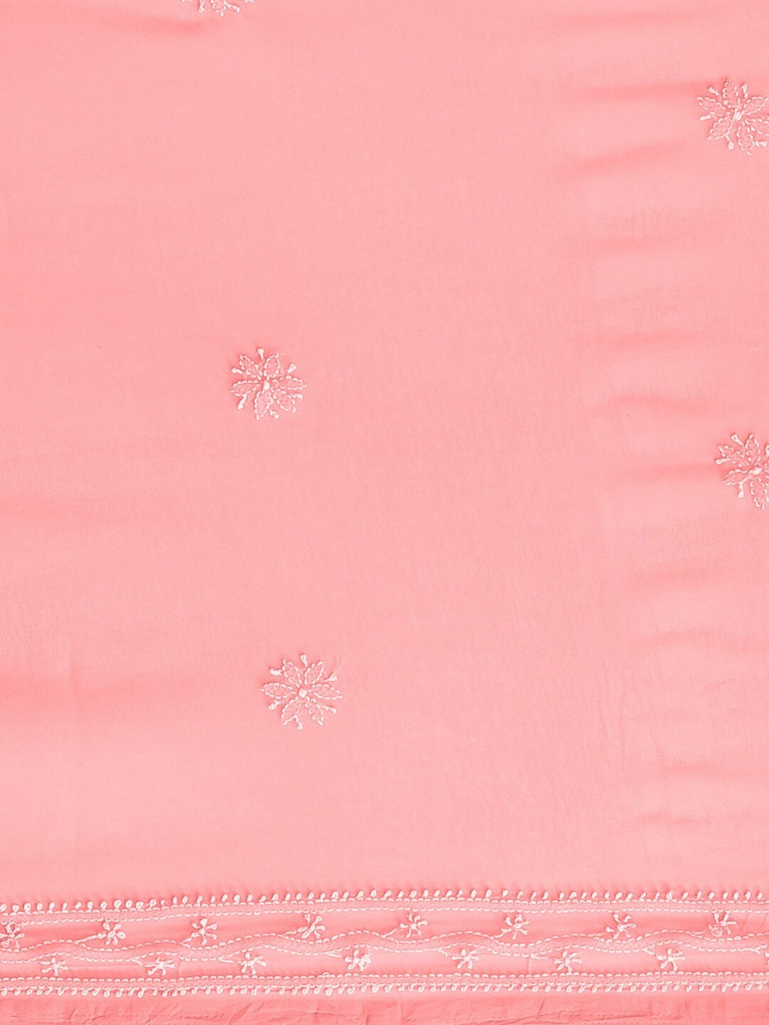 Ada Hand Embroidered Peach Georgette Lucknow Chikan Saree with Blouse A100572