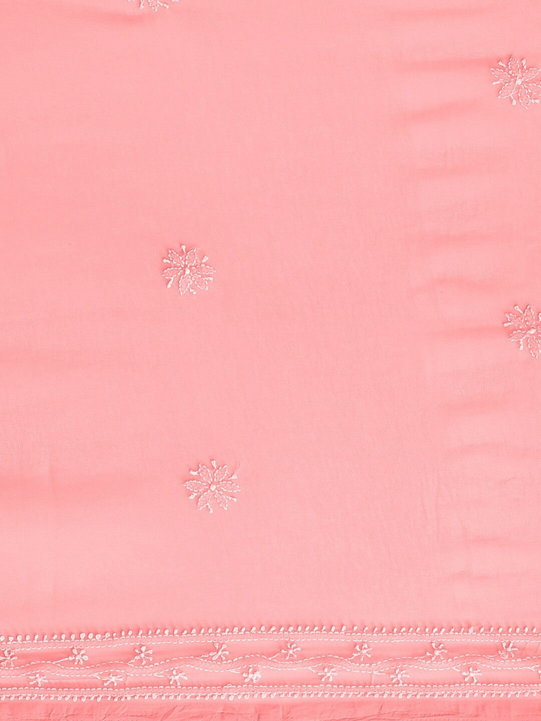 Ada Hand Embroidered Peach Georgette Lucknow Chikan Saree with Blouse A100572
