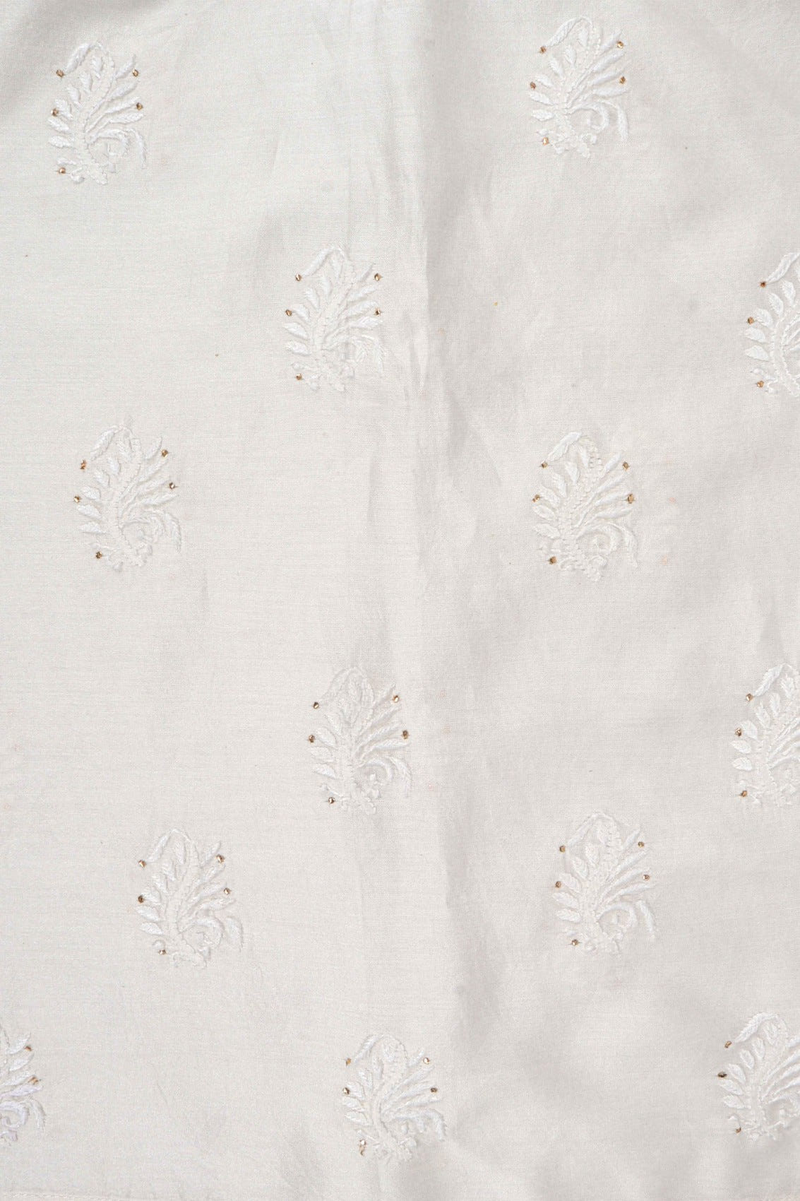 Ada Hand Embroidered Cream Chanderi Lucknowi Chikankari Semi-stitched Anarkali Kurta Piece With Muqaish Work A601074