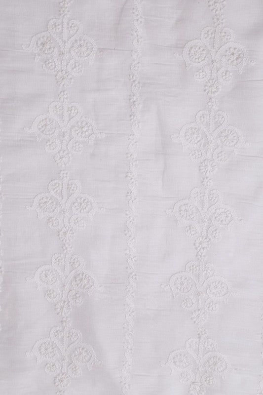 Ada Hand Embroidered White Cotton Lucknowi Chikankari Men's Kurta Piece A617080