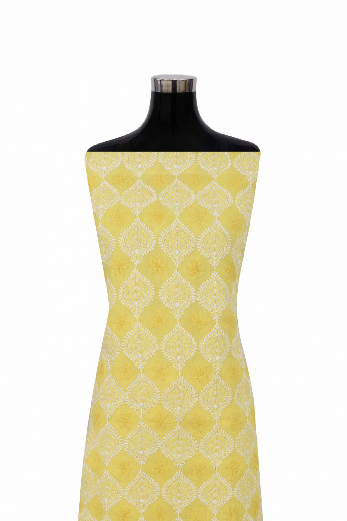 Ada Hand Embroidered Yellow Cotton Lucknowi Chikankari Unstitched Suit Piece 01A176458