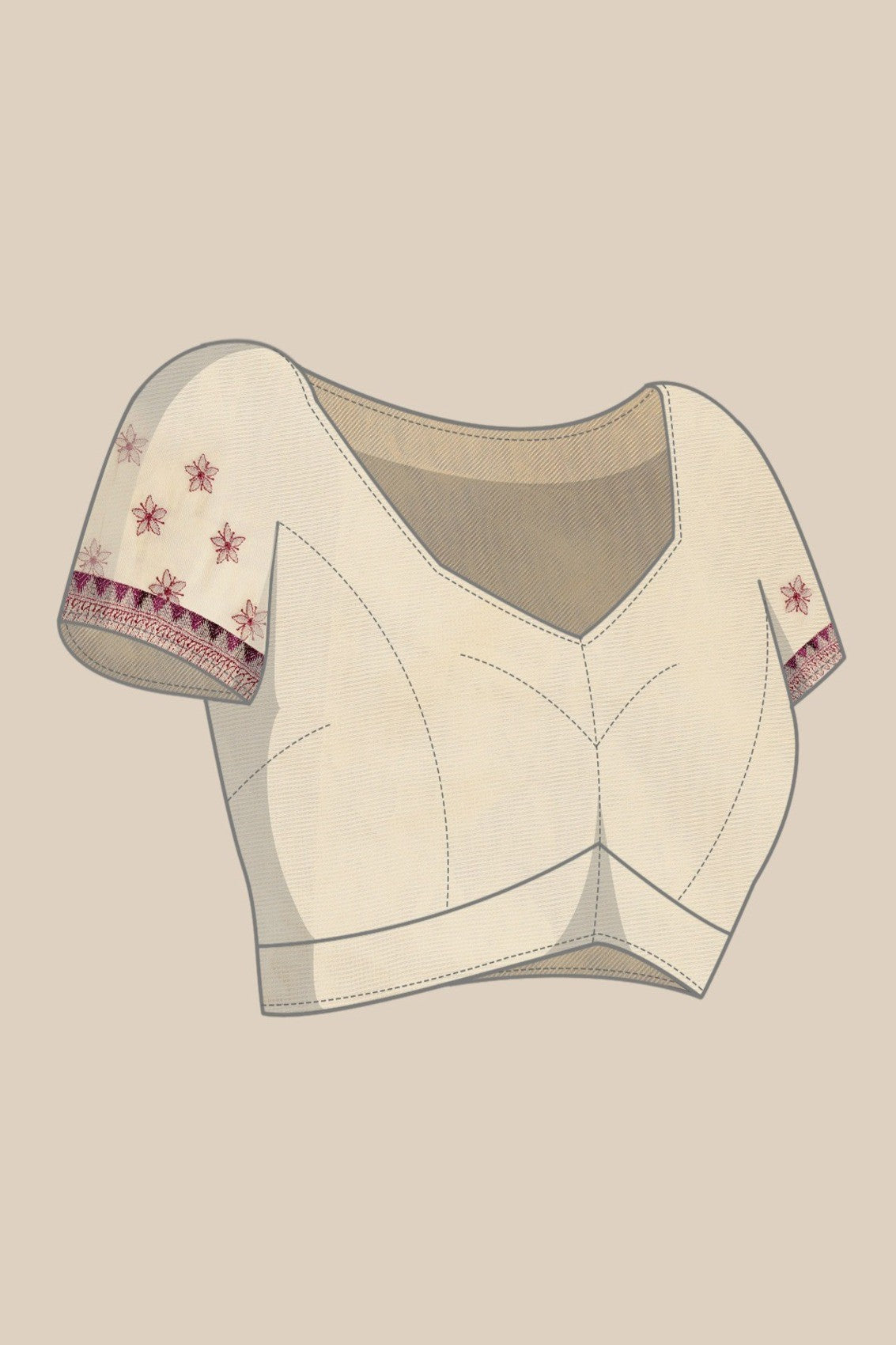 Ada Hand Embroidered Fawn Kota Lucknowi Chikankari Saree With Blouse A311355