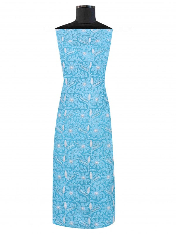 Ada Hand Embroidered Blue Georgette Lucknowi Chikankari Unstitched Suit Piece 01A209149