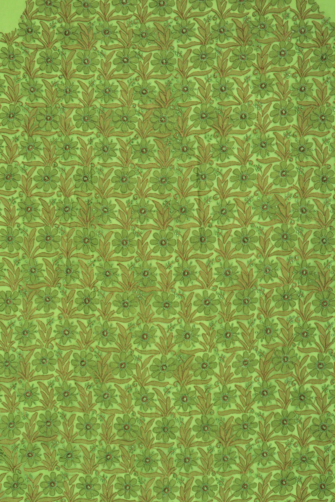 Ada Hand Embroidered Sheen Green Georgette Lucknowi Chikankari Unstitched Suit Piece 01A160839
