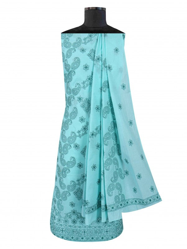 Ada Hand Embroidered Sea Green Cotton Lucknowi Chikankari Unstitched Suit Piece 01A178585