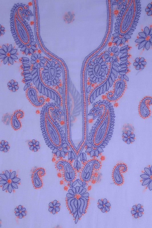 Ada Hand Embroidered Mauve Georgette Lucknowi Chikan Unstitched Suit Piece A211193