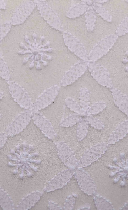 Ada Hand Embroidered White Pure Georgette Lucknow Chikankari Clutch- A548998