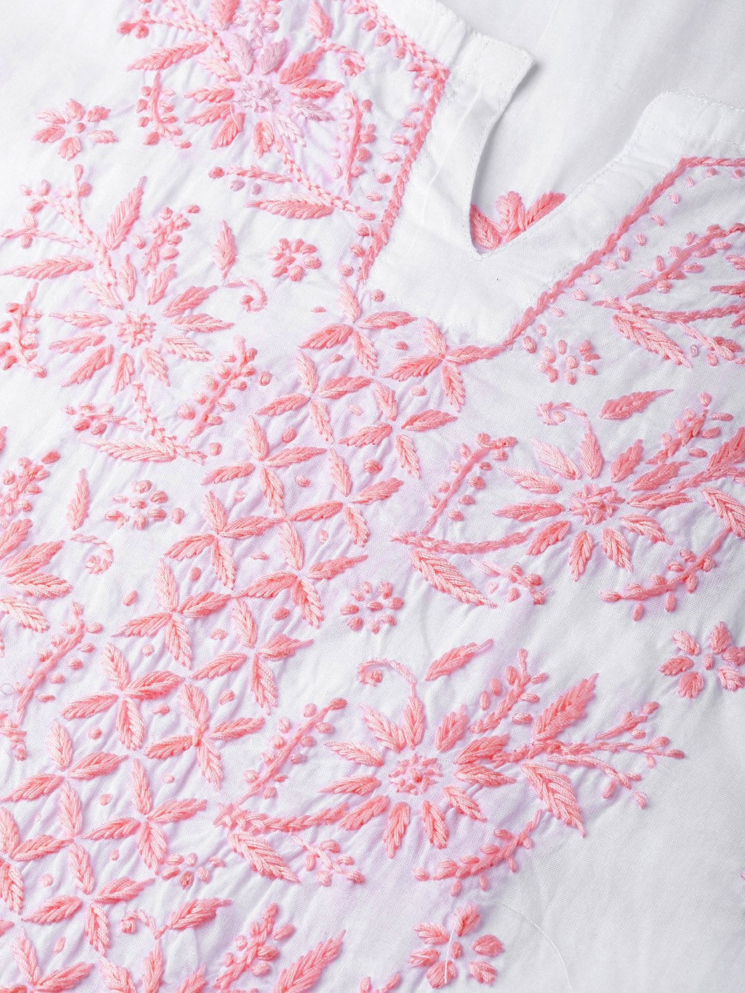 Ada Hand Embroidered White Cotton Lucknowi Chikankari Straight Kurta Set A411136