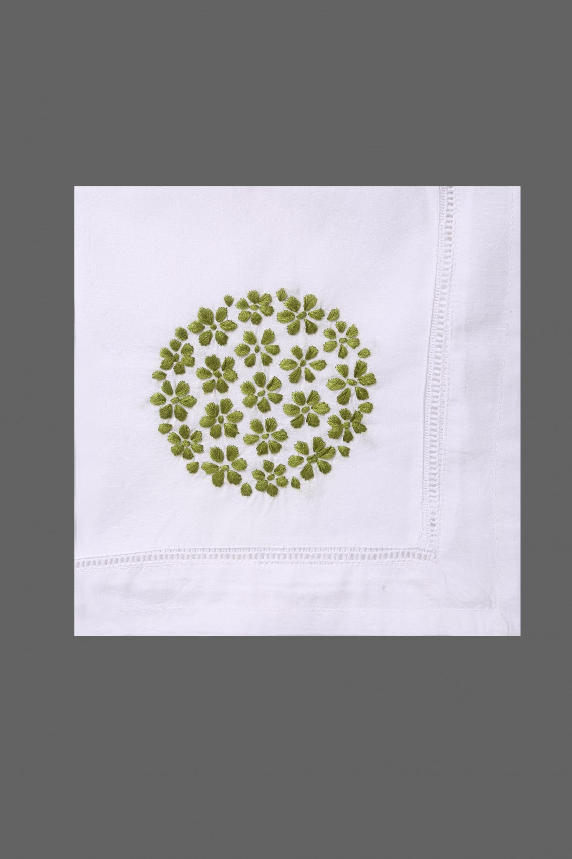 Ada Hand Embroidered White Cotton Lucknowi Chikankari Napkin Set 01A141903