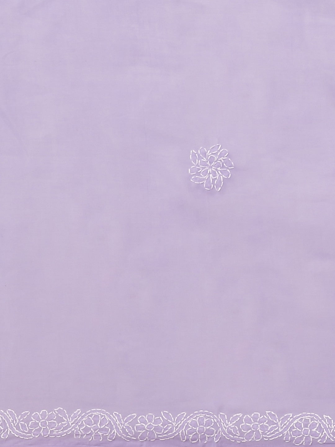 Ada Hand Embroidered Lavender Cotton Lucknow Chikan Saree With Blouse-A311172
