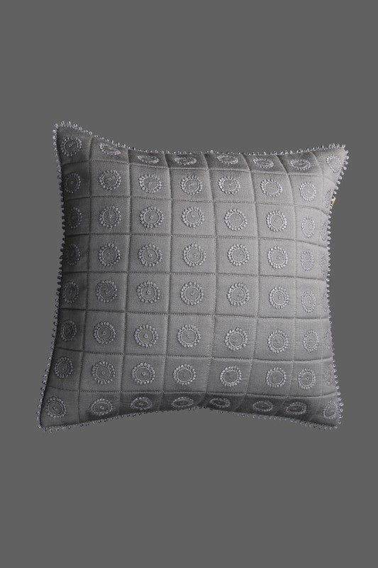 Ada Hand Embroidered Grey Cotton Lucknowi Chikankari Cushion Cover 01A247006