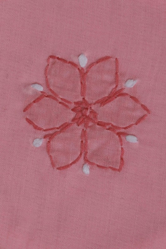 Ada Hand Embroidered Pink Cotton Lucknowi Chikankari Table Coaster-A611646
