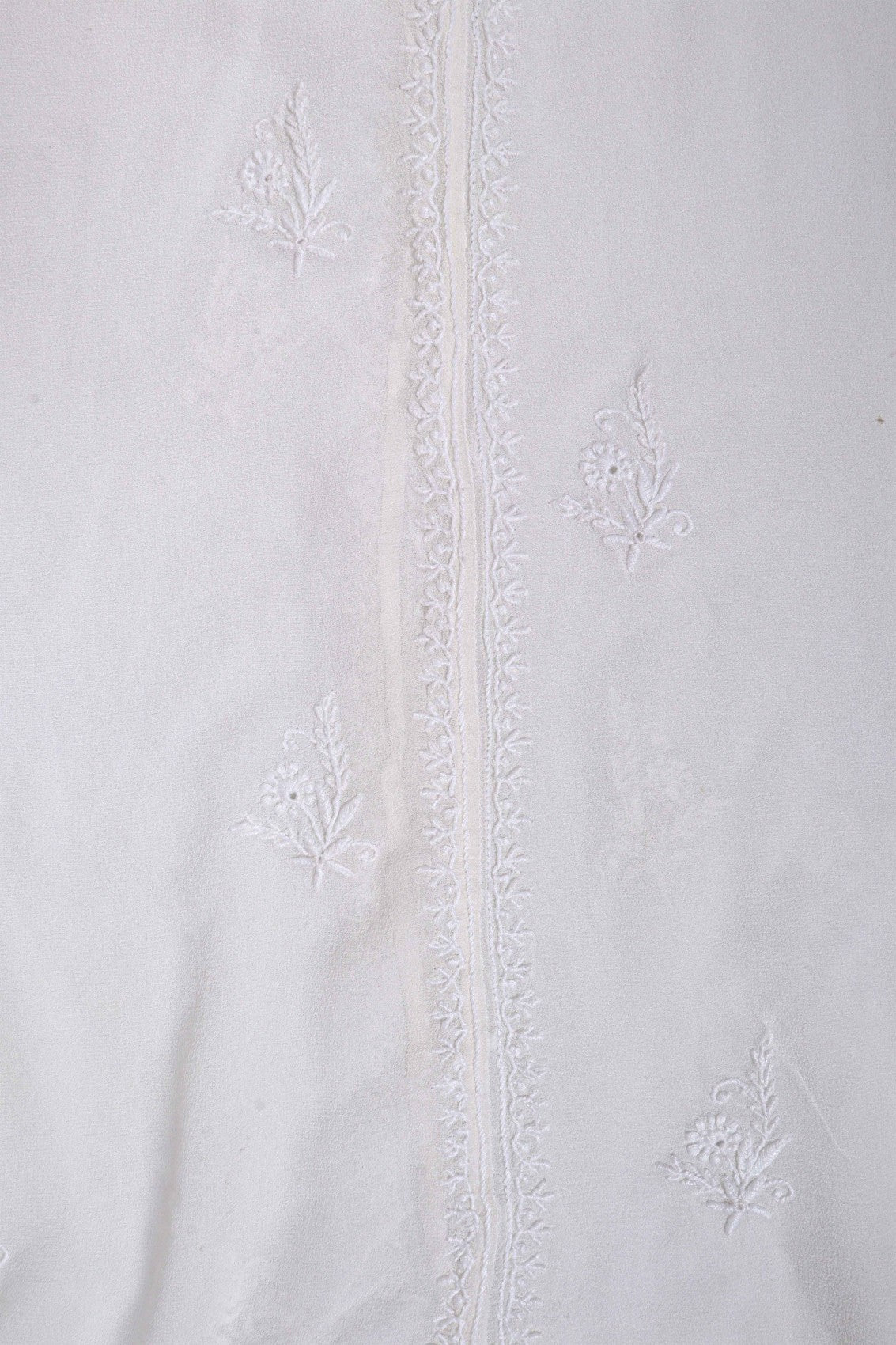 Ada Hand Embroidered Off White Pure Georgette Lucknowi Chikankari Semi-Stitched Kurta Piece A484764