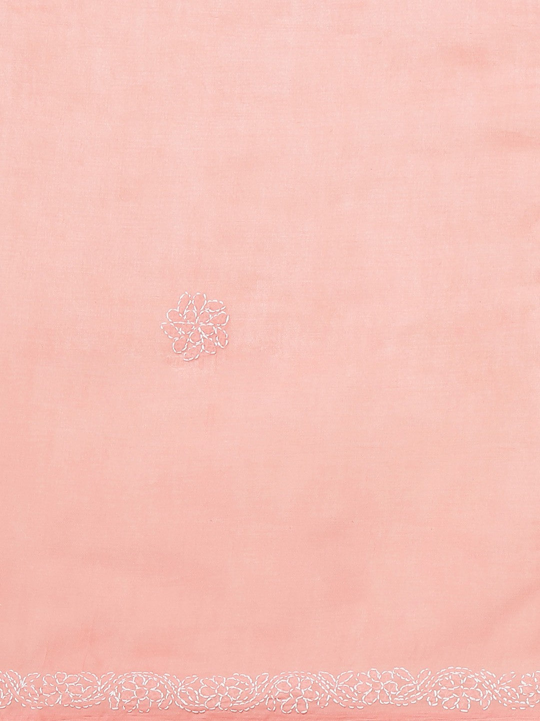 Ada Hand Embroidered Peach Cotton Lucknow Chikan Saree With Blouse- A311146