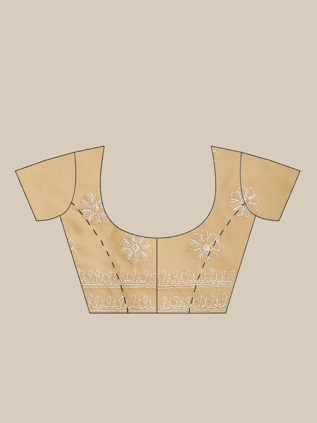 Ada Hand Embroidered Fawn Cotton Lucknow Chikan Saree With Blouse A311251