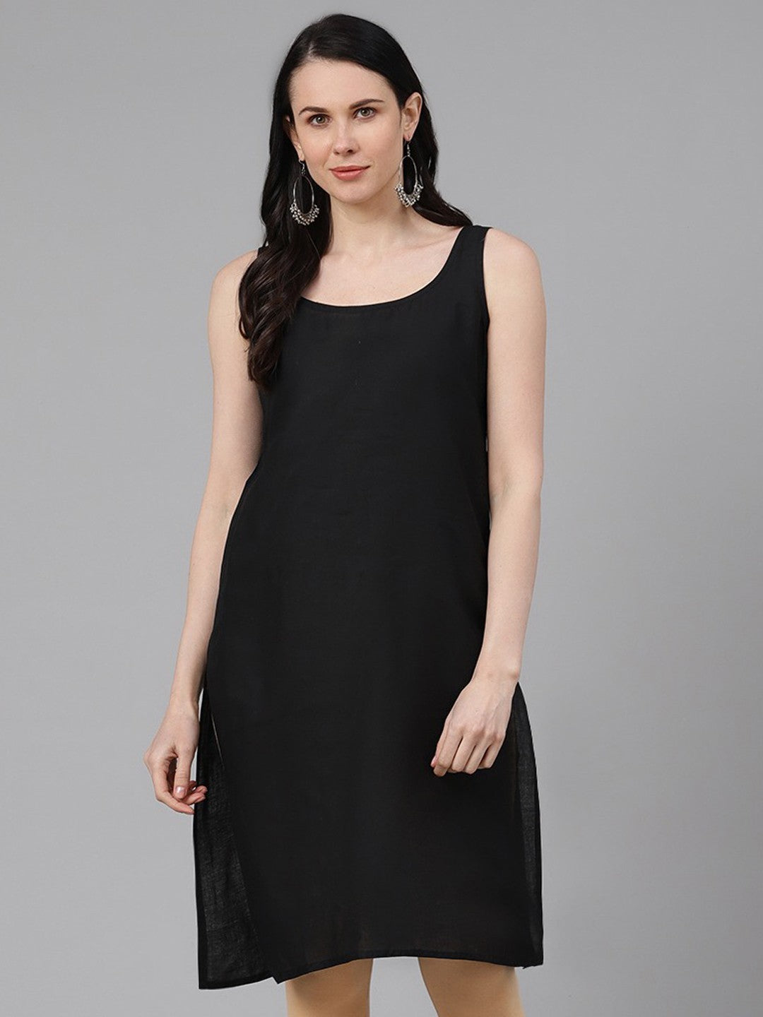 Ada Black And Turquoise Blue Cotton Long Slips Combo of 2 A111133.