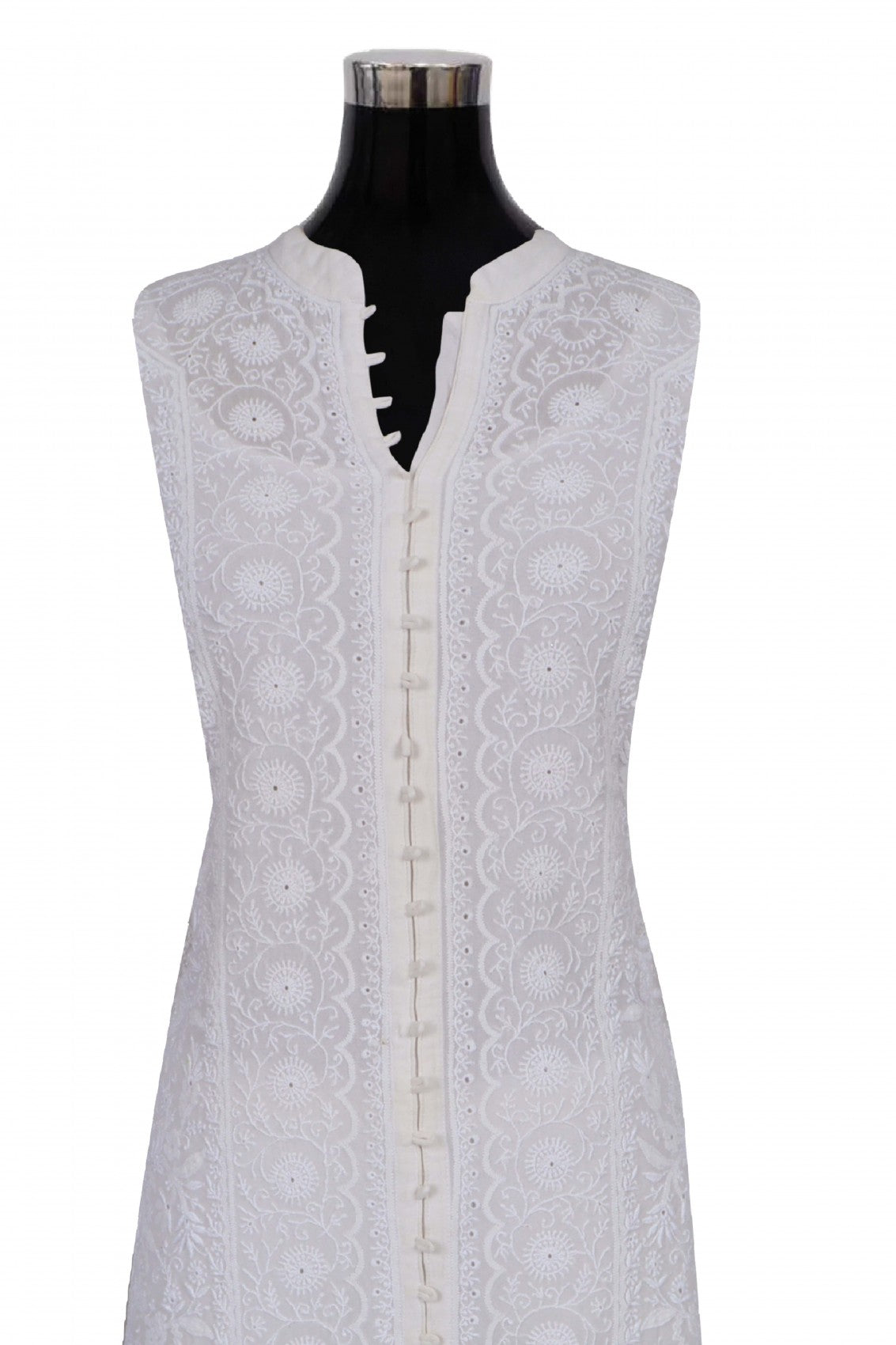 Ada Hand Embroidered Off White Pure Georgette Lucknowi Chikankari Semi stitched Kurta Dupatta Set A484754