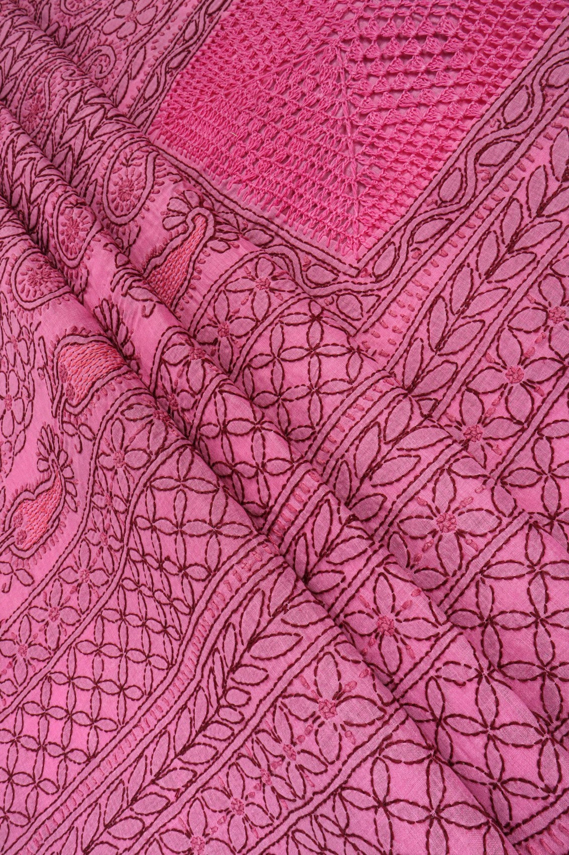 Ada Hand Embroidered Onion Pink Cotton Lucknowi Chikankari Unstitched Suit Piece A592018