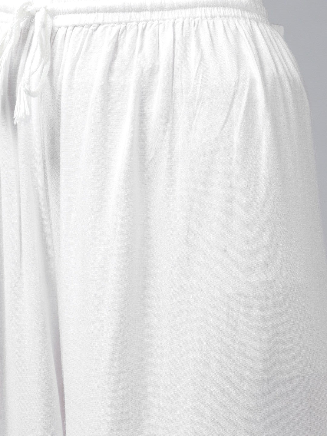 Ada Hand Embroidered White Rayon Cotton Lucknowi Chikan Palazzo A711153