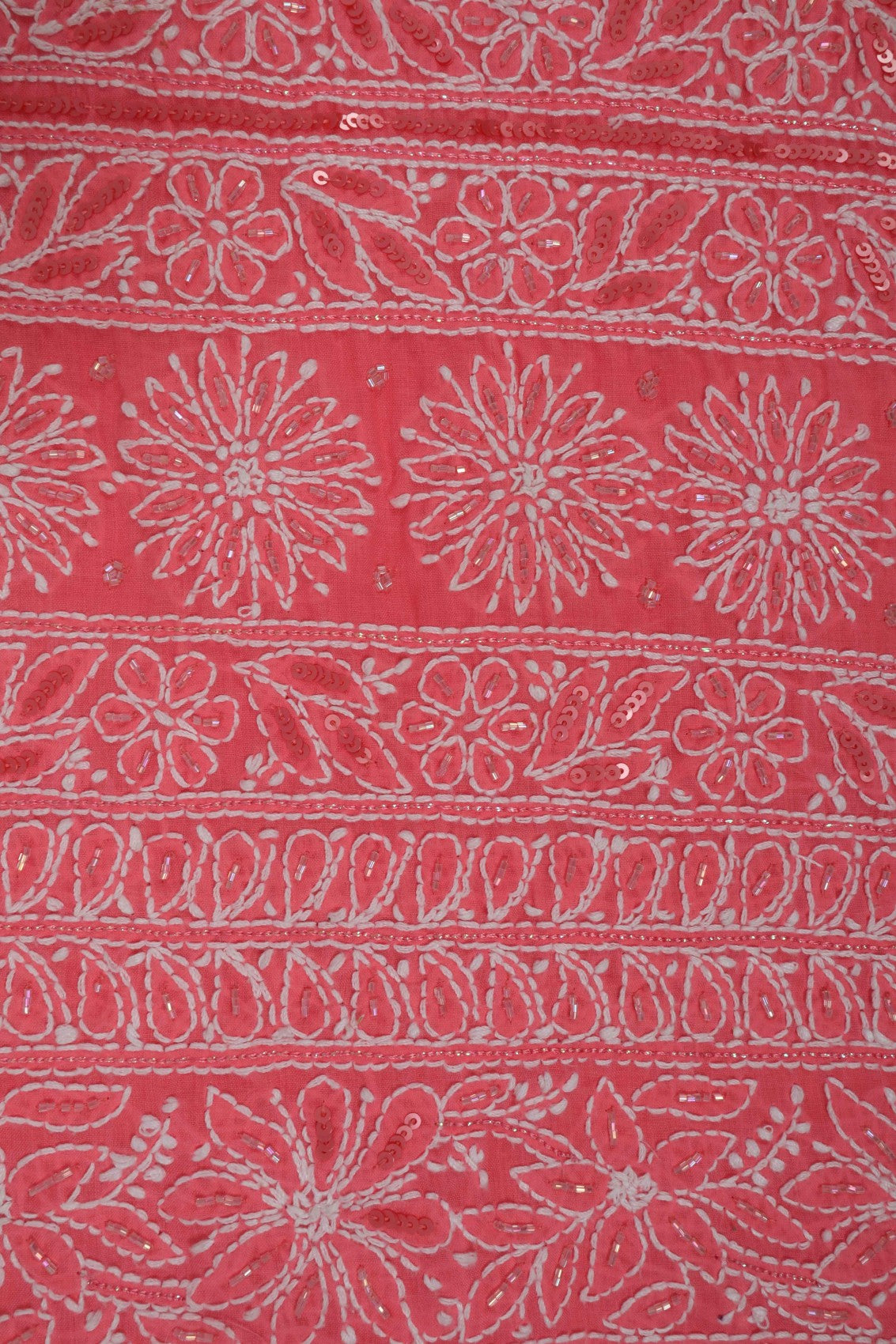 Ada Hand Embroidered Pink Cotton Lucknowi Chikankari Unstitched Suit Piece With Cutdana Work 01A213973
