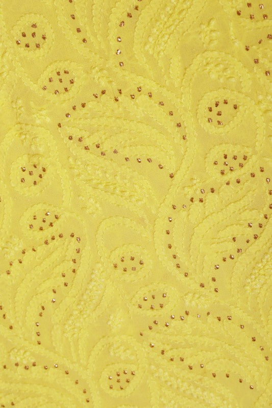 Ada Hand Embroidered Yellow Pure Georgette Lucknowi Chikankari Lehenga Set with Muqaish Work A578270