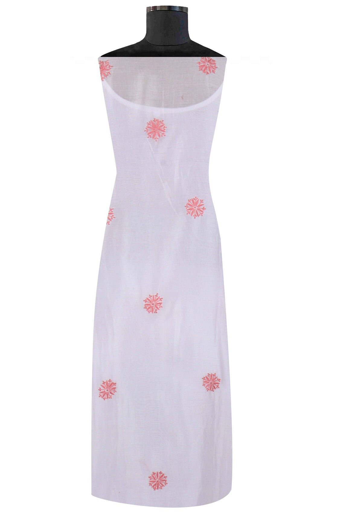 Ada Hand Embroidered Cream Chanderi Lucknowi Chikankari Semi-stitched Kurta Dupatta Set A497295