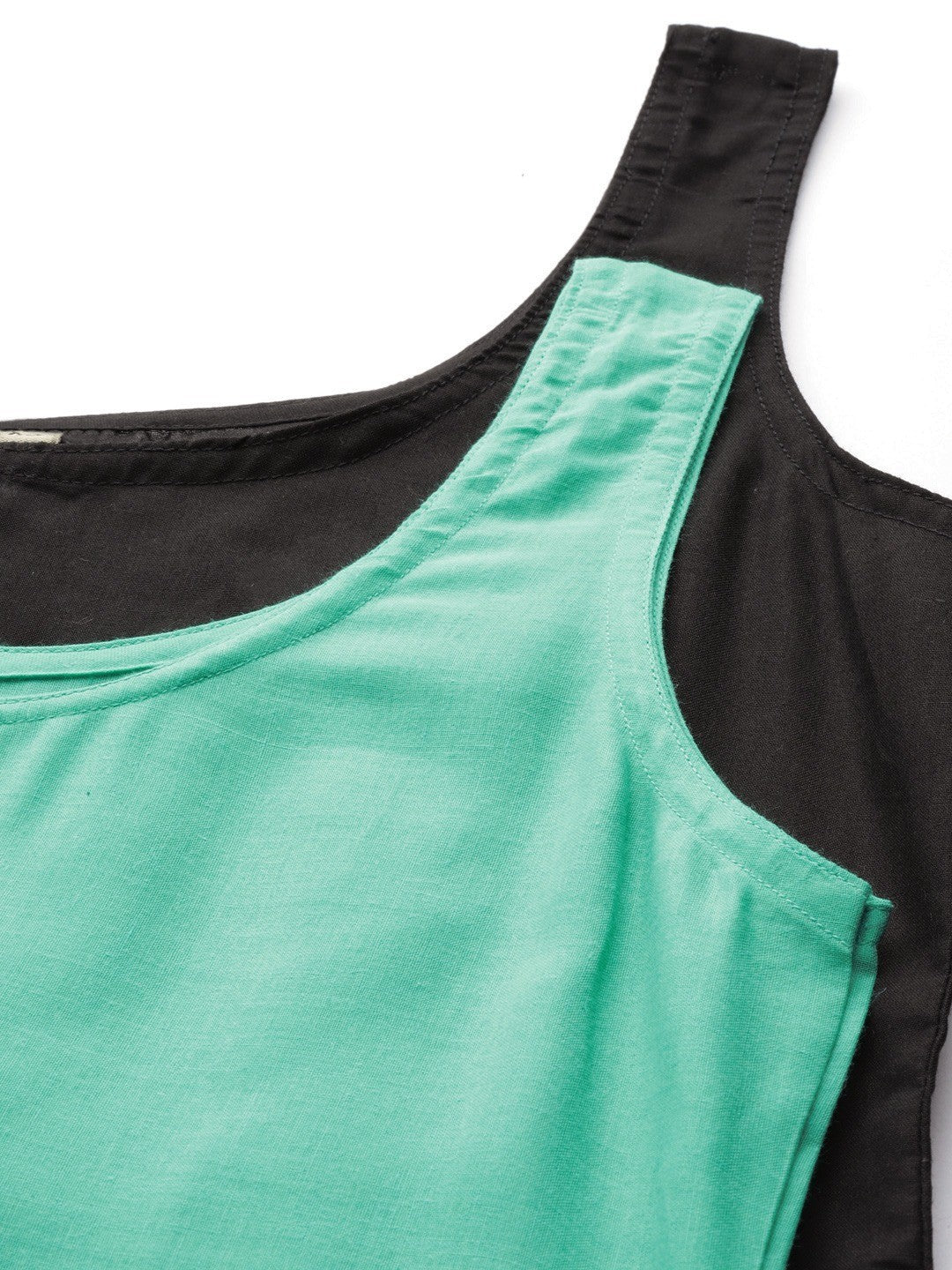 Ada Black And Turquoise Blue Cotton Long Slips Combo of 2 A111133.
