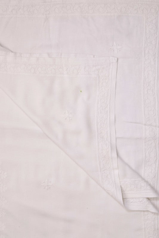 Ada Hand Embroidered White Cotton Lucknowi Chikankari Table Cover-A575960